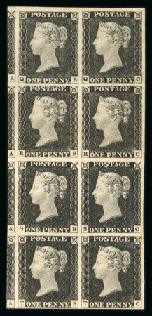 Stamp of Great Britain » 1840 1d Black and 1d Red plates 1a to 11 1840 1d black pl.3 QB/TC mint block of eight, the largest multiple of plate 3 in private hands