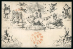 Stamp of Great Britain » 1840 Mulreadys & Caricatures » Caricatures 1840 Fores's Comic Envelope No.1 Mulready caricature, sent from Rochester to Bath