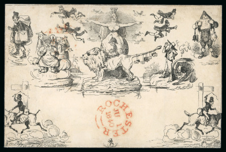 Stamp of Great Britain » 1840 Mulreadys & Caricatures » Caricatures 1840 Fores's Comic Envelope No.1 Mulready caricature, sent from Rochester to Bath
