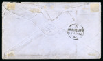 Stamp of Great Britain » 1854-70 Perforated Line Engraved 1870 1/2d Rose-red pl.9 vertical pair and single on a clean unfolded envelope