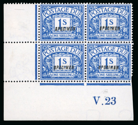 Stamp of Great Britain » Postage Dues 1914-23 1/2d-1s Postage due colour standards set in bottom left hand corner control blocks of four, overprinted "SPECIMEN"