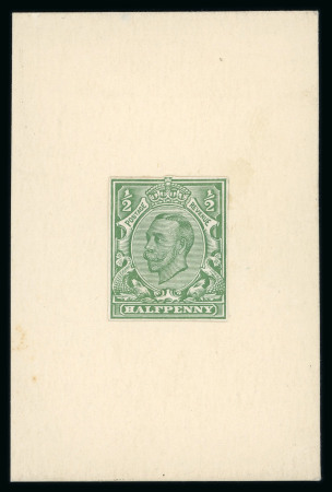 Stamp of Great Britain » King George V » 1911-12 Downey Head Issues 1911 (Oct 20) 1/2d Green stage 4 die proof using the die 2 head and 1b frame
