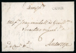 Stamp of Ireland » Pre-Stamp Postal History » Early Period - 1657-1784 1715 (October 23rd) Entire letter from Cork to Antwerp showing a superb straight line "CORK" in black