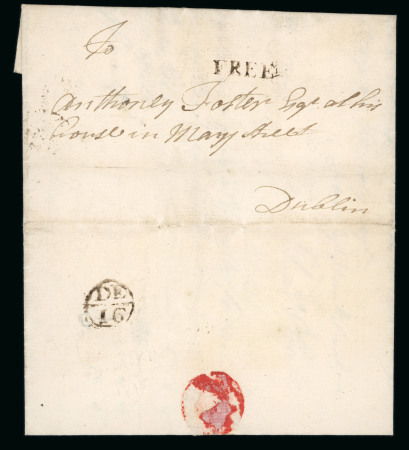 Stamp of Ireland » Pre-Stamp Postal History » Early Period - 1657-1784 1745 (December 16th) Entire letter showing a small "FREE" and an abbreviated albino "D•DALK"