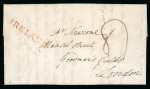 Stamp of Ireland » Pre-Stamp Postal History » Early Period - 1657-1784 1798 (April 2nd) Entire letter showing the earliest usage recorded of "IRELAND" (44mm) in red handstamp