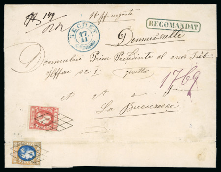 Stamp of Romania » King Carol 1869 - "Without Beard" Imperforate 15 bani red and 25 bani orange and blue (oxidized),