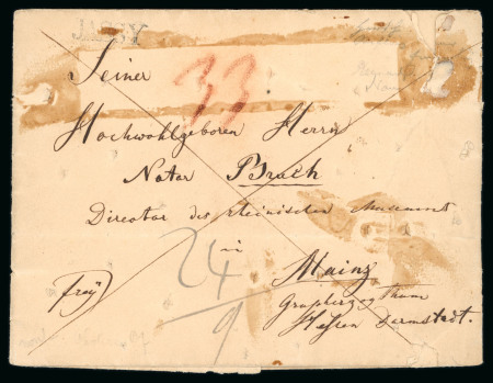 Stamp of Romania » Postal History » Disinfected Mail 1837 Stampless folded letter sheet from Jassy to Mainz,