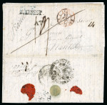 Stamp of Romania » Postal History » Disinfected Mail 1842 Disinfected folded letter from Bucharest to Nantes,