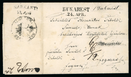 Stamp of Romania » Austrian Levant Post Offices Bucharest: 1846 Stampless disinfected entire from Bucharest