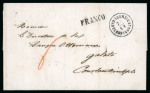Stamp of Romania » Austrian Levant Post Offices Kustendje: 1862 Folded entire from Kustendje to Constantinople,