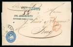 Stamp of Romania » Austrian Levant Post Offices Botuschan: 1869 Folded registered entire from Botuschan