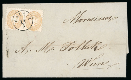 Stamp of Romania » Austrian Levant Post Offices Galatz: 1865 Folded entire written in Italian, from