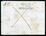 Stamp of Romania » Austrian Levant Post Offices Galatz: 1853 Folded disinfected registered cover from