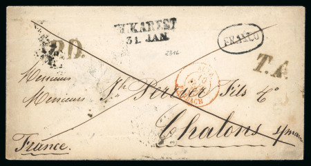 Stamp of Romania » Austrian Levant Post Offices Bucharest: 1855 Stampless envelope from Bucharest to