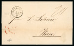 Stamp of Romania » Austrian Levant Post Offices Baziasch: 1861 Folded entire from GALATZ with clear