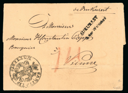 Stamp of Romania » Postal History 1818 Folded disinfected lettersheet from Bucharest