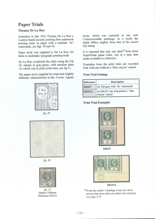 Stamp of Ireland » Essays & Proofs (E1-E167) 1922, De La Rue, Paper Trials: Fiji 2d grey, mint and