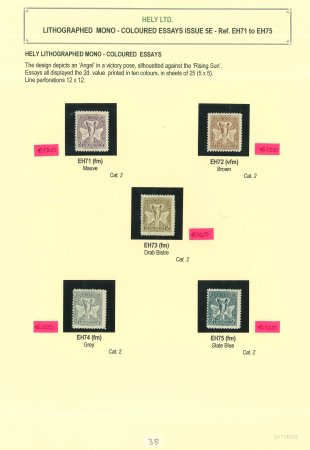 Stamp of Ireland » Essays & Proofs (E1-E167) 1922, Hely - Lithographed in monocolour: A selection