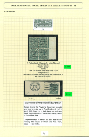 Stamp of Ireland » 1922 (Feb) Dollard Overprints (T1-T14) 4d grey-green, mint, and mint nh block of four, showing