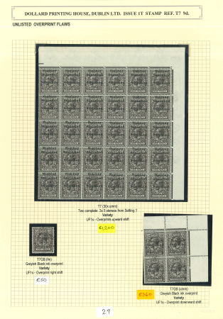 Stamp of Ireland » 1922 (Feb) Dollard Overprints (T1-T14) 9d agate, mint nh, mint, and used specialised assembly