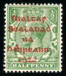 Stamp of Ireland » 1922 Overprint Proofs (PR1-PR29) Proof overprints in red on 1/2d green for the 5-line