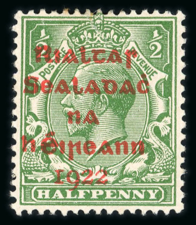 Stamp of Ireland » 1922 Overprint Proofs (PR1-PR29) Proof overprints in red on 1/2d green for the 5-line