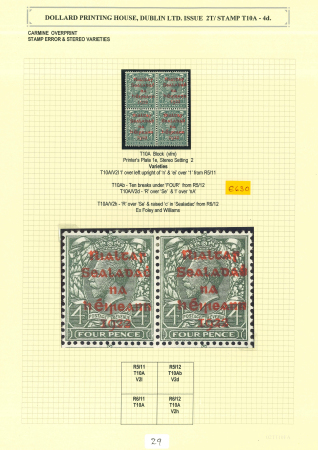 Stamp of Ireland » 1922 (Feb) Dollard Overprints (T1-T14) 4d grey-green, overprint in carmine, mint block of