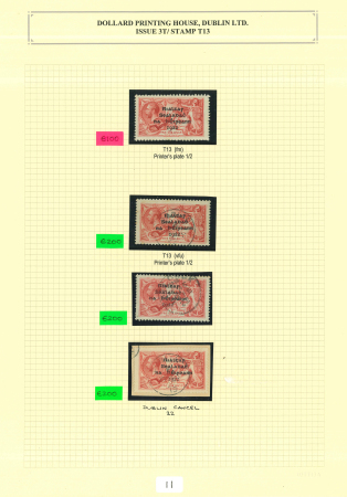 Stamp of Ireland » 1922 (Feb) Dollard Overprints (T1-T14) 5s rose red, mint nh, mint, and used specialised assembly neatly mounted and written up on 9 album pages