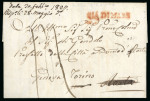 Stamp of Egypt » Early Letters 1827 Entire consular letter from Alexandria to Genova, bearing red s/l "VIA DI MARE" with Sardinian Consulate General oval cachet