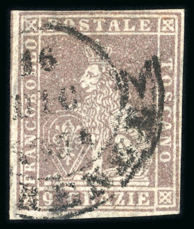 Stamp of Italian States » Tuscany 1851 9cr lilac brown, the first stamp of the "Governo Provvisorio",