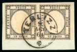 Stamp of Italian States » Naples 1861 1gr black, pair with full to very wide margins,