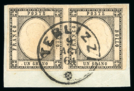 Stamp of Italian States » Naples 1861 1gr black, pair with full to very wide margins,