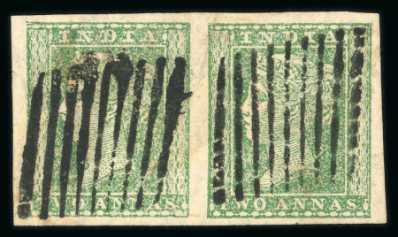 Stamp of India » 1854 Lithographs 1854 lithograph 2a, beautiful wide-margined pair