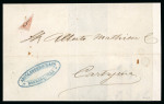 Stamp of Colombia » States - Bolivar 1872 10c red diagonal bisect, with fine margins, pen cancelled, on folded letter