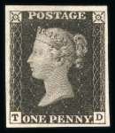 Stamp of Great Britain » 1840 1d Black and 1d Red plates 1a to 11 1840 1d. black pl.1a. TD, matched pair of imprimaturs