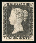 Stamp of Great Britain » 1840 1d Black and 1d Red plates 1a to 11 1840 1d. black pl.1a. TD, matched pair of imprimaturs