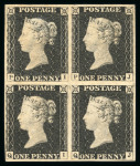 Stamp of Great Britain » 1840 1d Black and 1d Red plates 1a to 11 1840 1d black pl. 2 PI/QJ mint block of four, good to very large margins all round, large part o.g.