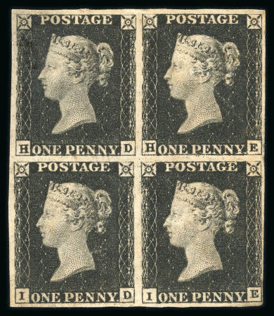 Stamp of Great Britain » 1840 1d Black and 1d Red plates 1a to 11 1840 1d Black pl.4 HD/IE mint block of four