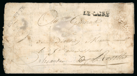 Stamp of Egypt » Napoleonic Campaign 1799 (7 Brumaire An 8) Folded letter sheet bearing black "LE CAIRE" and "ROSETTE" straight line strikes