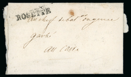 Stamp of Egypt » Napoleonic Campaign c1800 Folded entire from Rosette to Cairo, bearing superb black double "ROSETTE" straight line