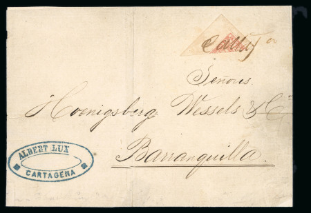 Stamp of Colombia » States - Bolivar 1863-66 10c red diagonal bisect, superb example from the sheet corner