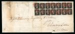 Stamp of Great Britain » 1840 1d Black and 1d Red plates 1a to 11 1840 1d black pl.1b CD/DJ block of fourteen, margins nearly all round on entire from Manchester to London