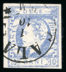 Stamp of Romania » King Carol 1871 - "With Beard" Imperforate 1871 10b, type II, ultramarine and the rare Prussian blue, two very fine examples