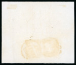 Stamp of Great Britain » Line Engraved Essays, Plate Proofs, Colour Trials and Reprints 1840 1d black pl.1a GI-GJ horizontal pair with trial cancellations on archive piece