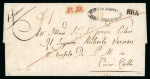 Stamp of Egypt » Posta Europea 1844 (24.7) Folded entire from Italy bearing Type I black "POSTA EUROPEA / IN ALESSANDRIA D'EGITTO" oval