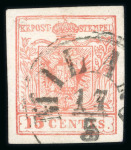 Stamp of Austria » Lombardy Venetia 1857-58 15c type II, Milano postal forgery, with MILANO