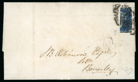 Stamp of Great Britain » 1840 2d Blue (ordered by plate number) 1841 (13 May) 1840 2d blue pl.1 GH on a pair of covers with left and right vertical bisects of the same stamp