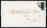 Stamp of Great Britain » 1840 2d Blue (ordered by plate number) 1841 (13 May) 1840 2d blue pl.1 GH on a pair of covers with left and right vertical bisects of the same stamp