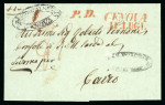 Stamp of Egypt » Posta Europea 1845 (11.7) Folded entire from Genoa to Cairo, struck in transit by Type I black "POSTA EUROPEA / IN ALESSANDRIA D'EGITTO" oval