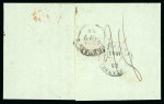 Stamp of Egypt » Posta Europea 1845 (11.7) Folded entire from Genoa to Cairo, struck in transit by Type I black "POSTA EUROPEA / IN ALESSANDRIA D'EGITTO" oval
